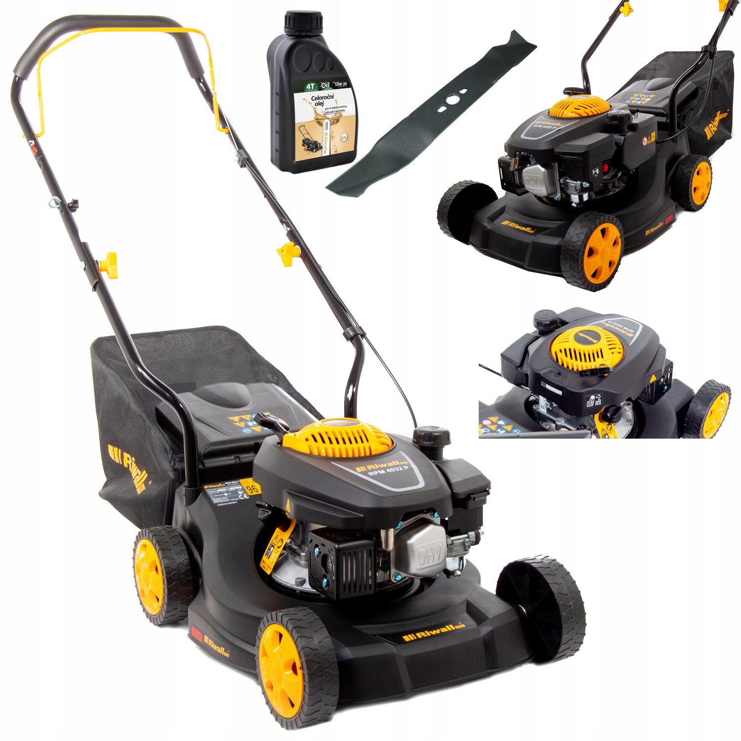 Diesel mower Riwall RPM4032P without drive 40cm after engine 131 cm³ Packaging status original