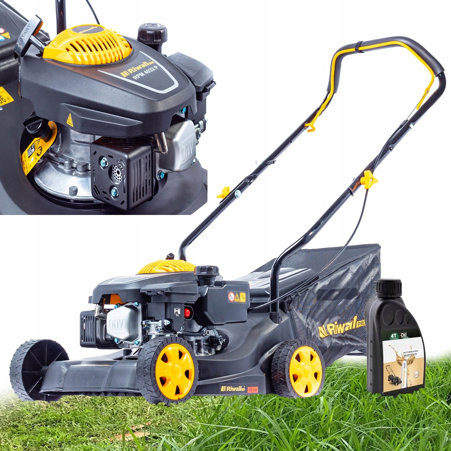 Diesel mower Riwall RPM4032P without drive 40cm after engine 131 cm³