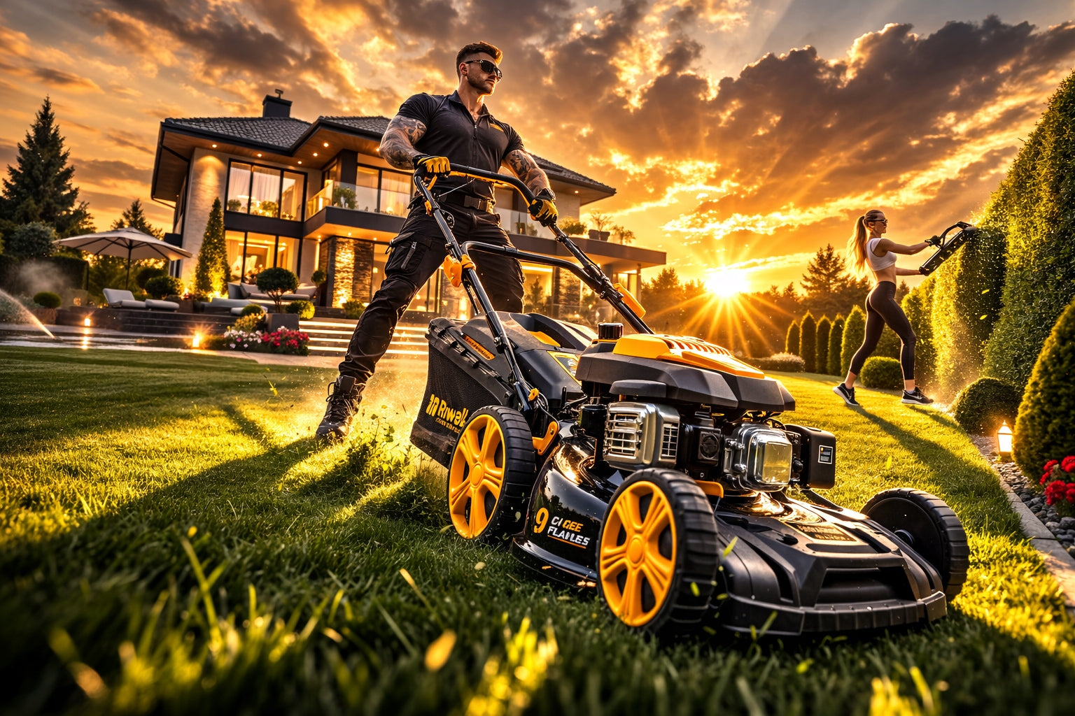 Diesel mower with Riwall RPM 4735 52cm wheel drive 146 cm³ Model RPM 4735