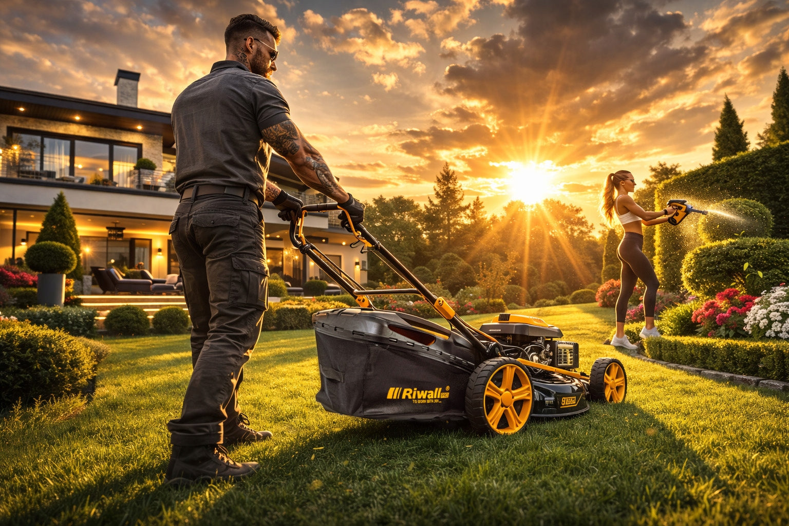 Diesel mower with Riwall RPM 4735 52cm wheel drive 146 cm³ Mowing width 46 cm