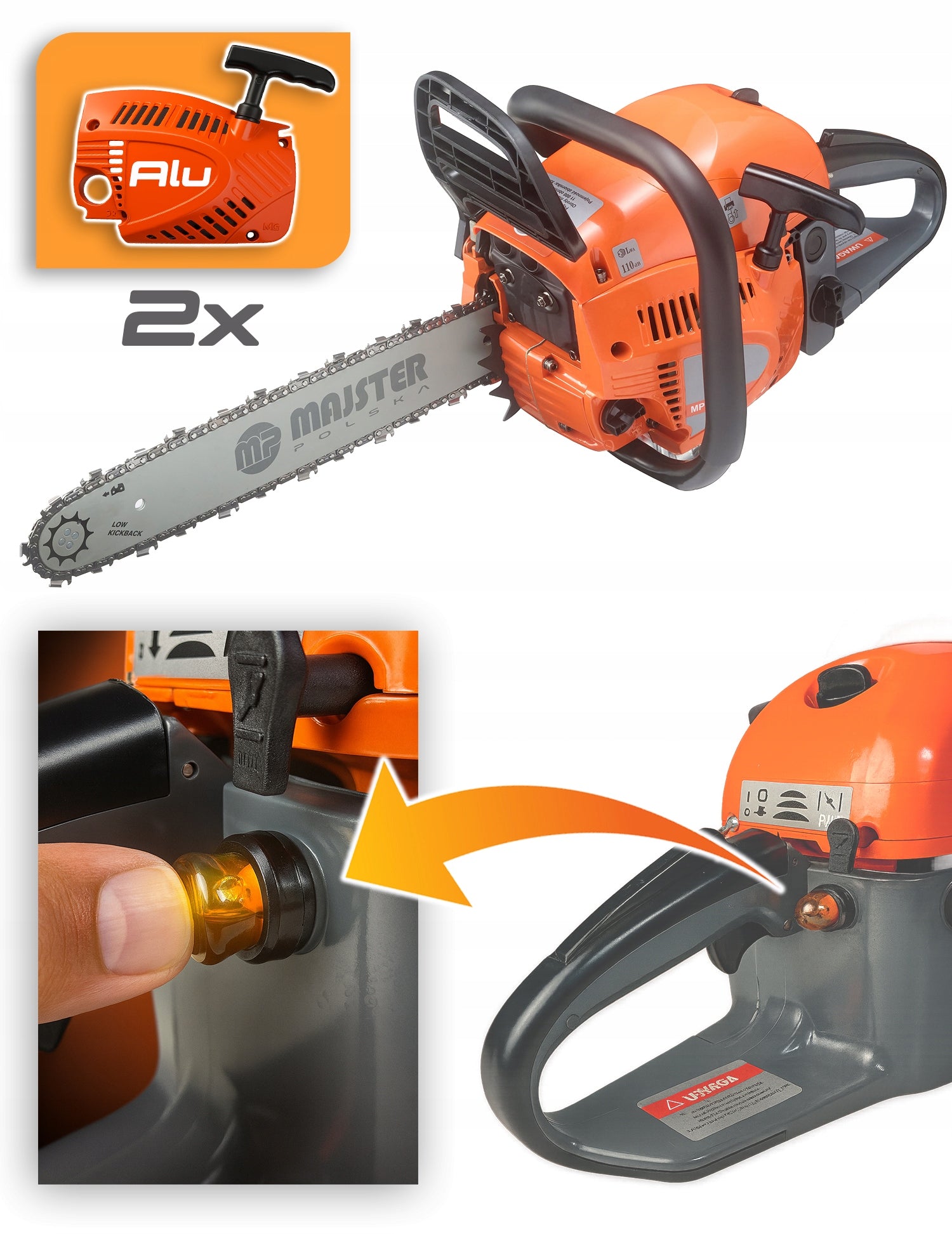 Diesel saw ALU carter chainsaw 5,7km 58cm3 2x chain/wire/Ole Manufacturer code MP-PS6200