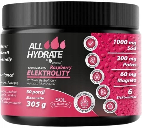 Dietary supplement Electrolytes Raspberry 305g, Aliness ALLHydrate