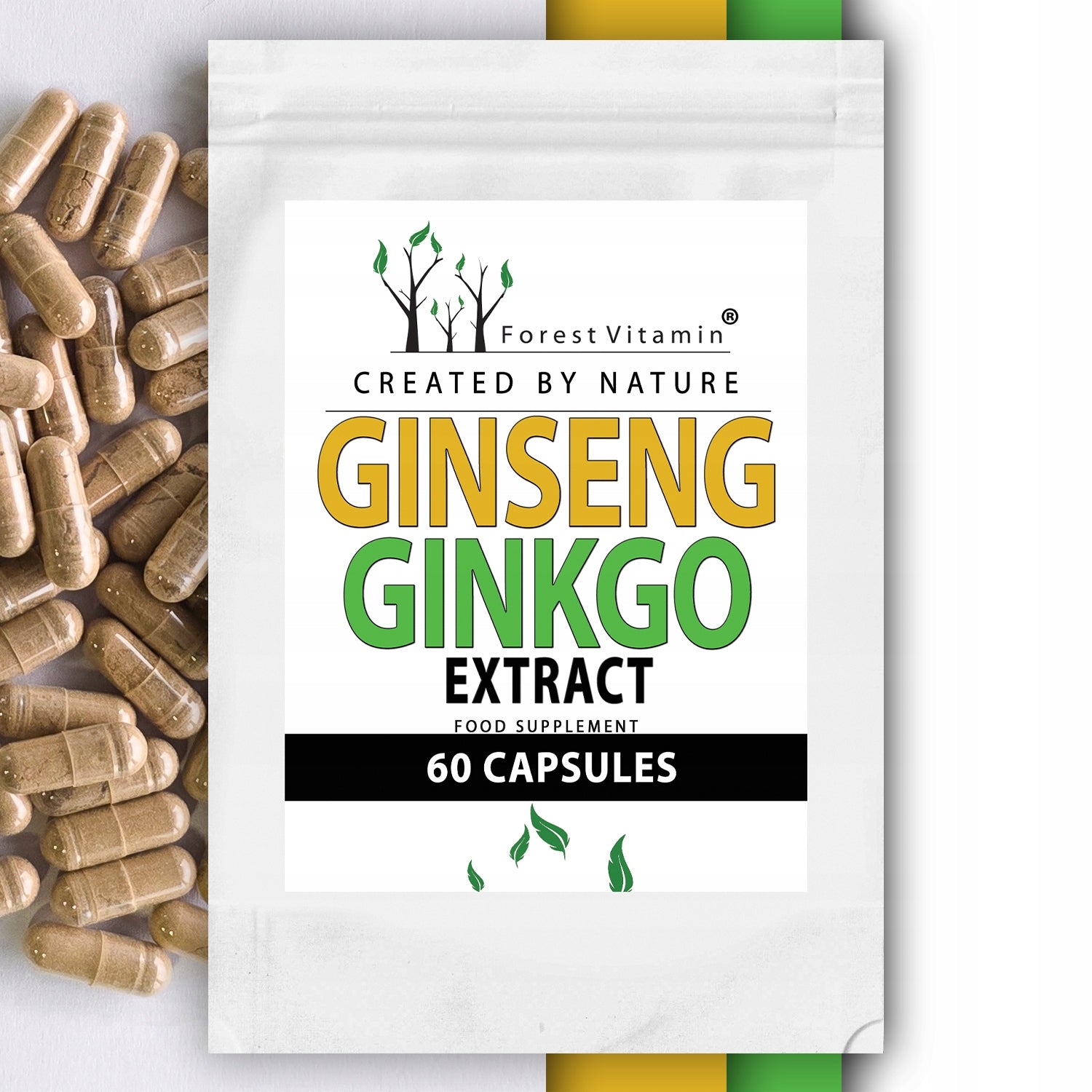Dietary supplement Forest Vitamin ginseng and ginkgo 60 capsules Name Ginseng & Gingko Extract