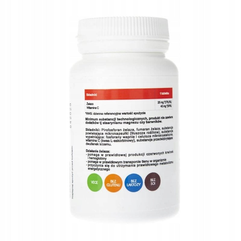 Dietary supplement Medicaline Organic iron MicroFerr 25 mg - tabl100 pcs. Manufacturer code Aliness ŻELAZO organiczne MicroFERR 25mg VEGE