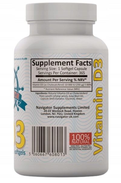 Dietary supplement NAVIGATOR Vitamin D3 365 capsules Brand Navigator Supplements