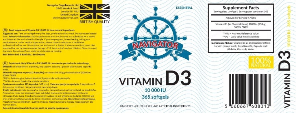 Dietary supplement NAVIGATOR vitamin D3 strong 365 capsules Medical device no