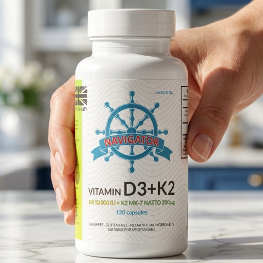 Dietary supplement Navigator vitamin D3 10000 IU vitamin K2 MK-7 120 Brand Navigator Supplements