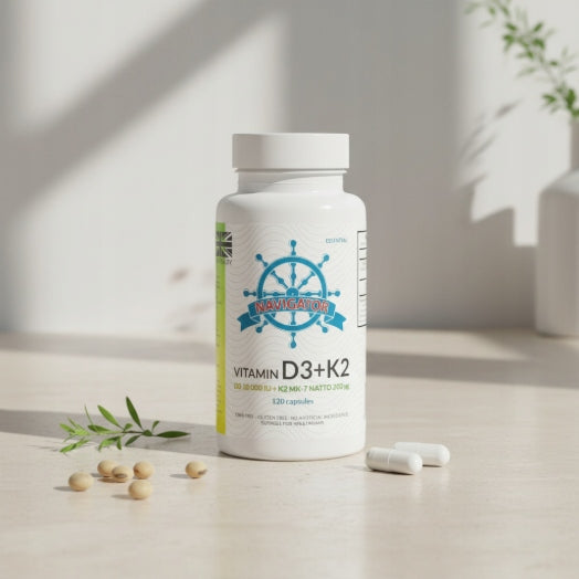 Dietary supplement Navigator vitamin D3 10000 IU vitamin K2 MK-7 120 Manufacturer code Wapń we krwi Infekcje K2 MK7 Układ nerwowy