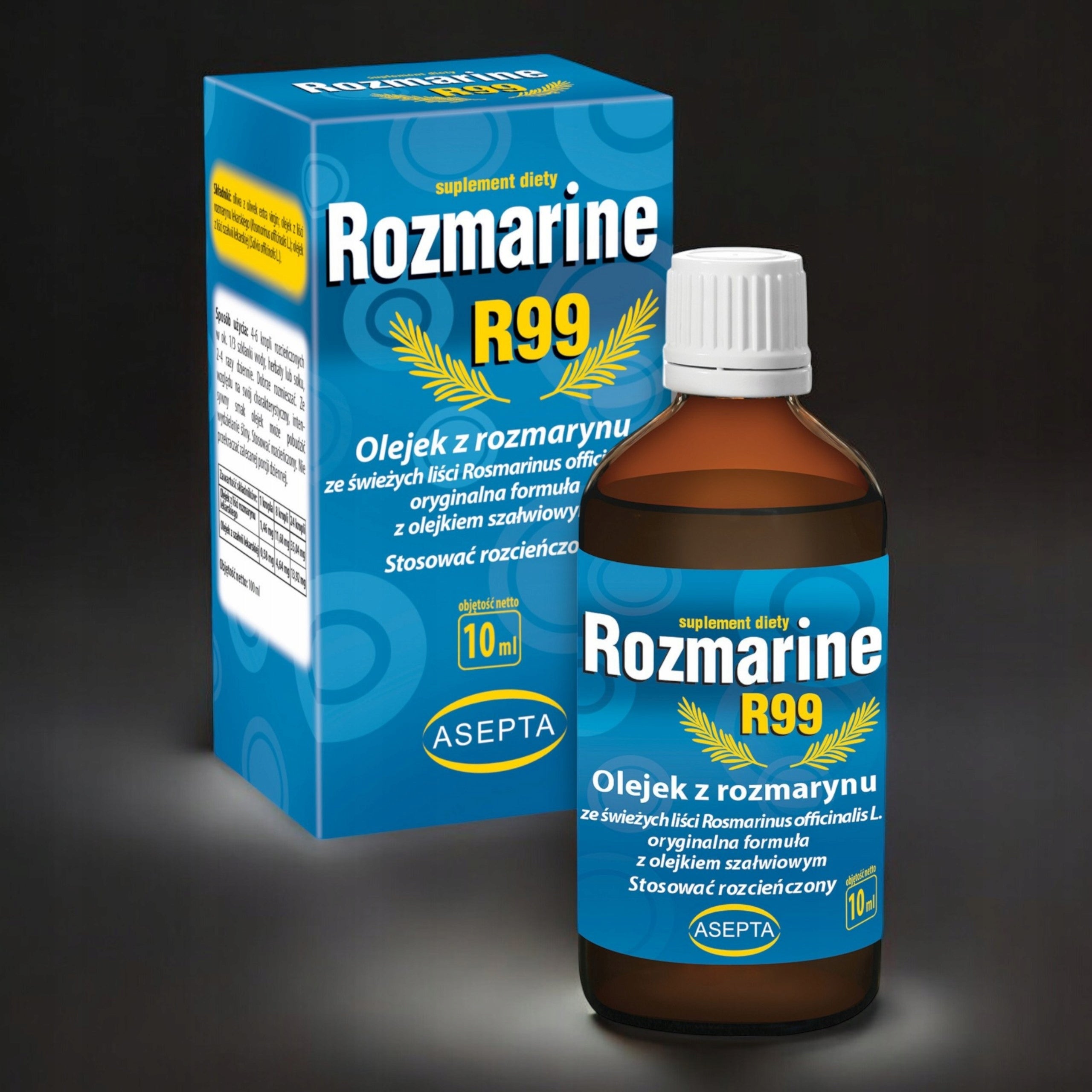 Dietary supplement Rosemary and Sage Oil Rozmarine R99 10 ml Brand Asepta