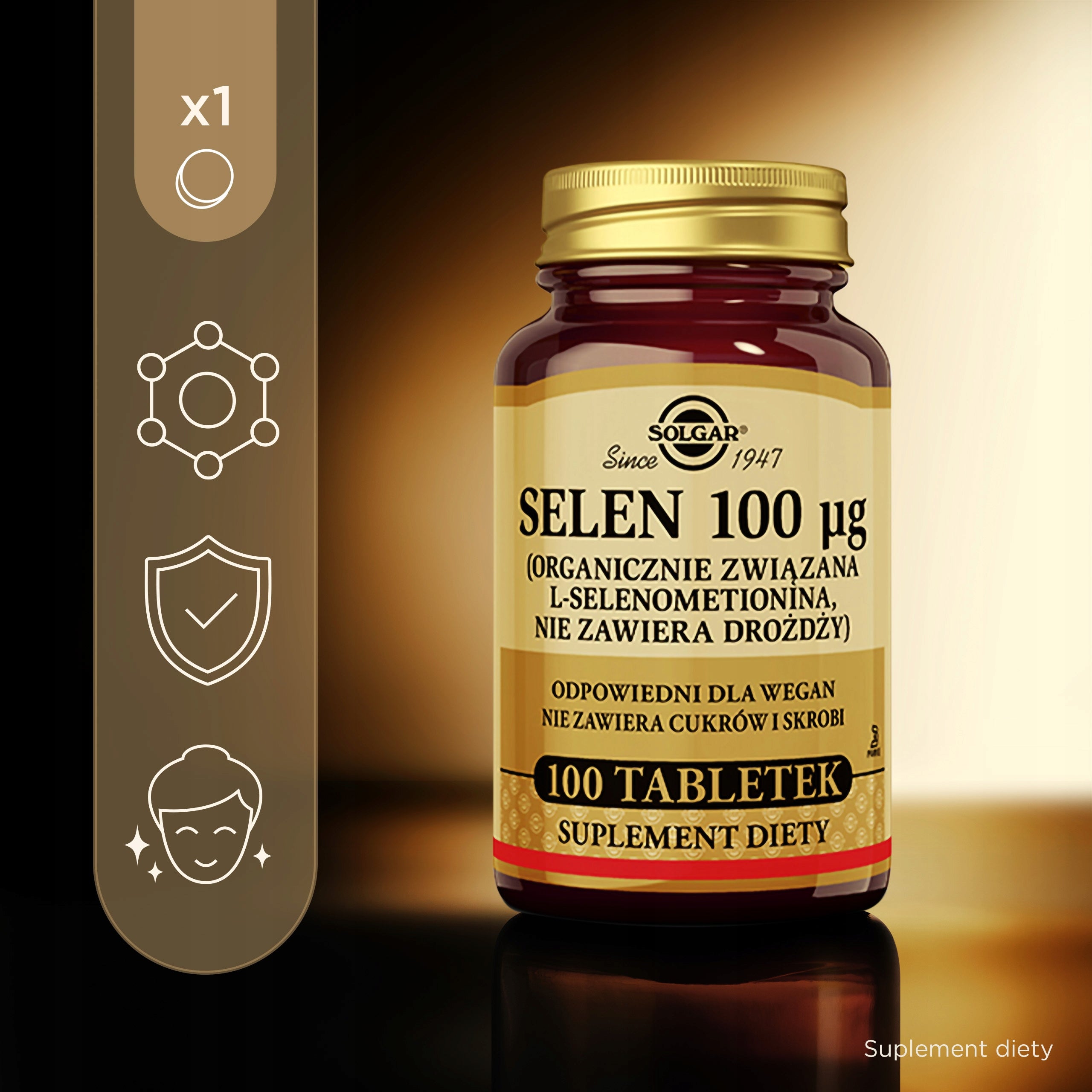 Dietary supplement Solgar Selenium hair and nails 100 mcg 100 tablets x2 Manufacturer code organiczny na wzmocnienie włosów i paznokci