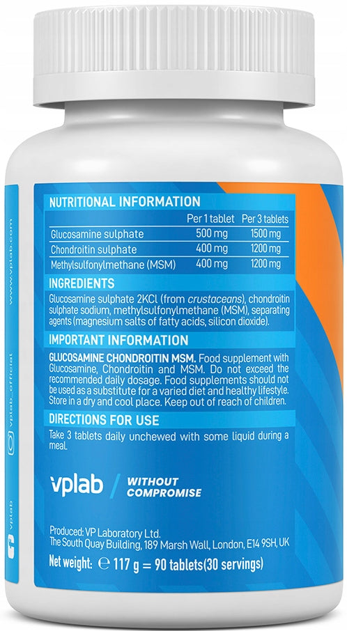 Dietary supplement VPLab Glucosamine + Chondroitin + MSM EAN (GTIN) 5060255354490