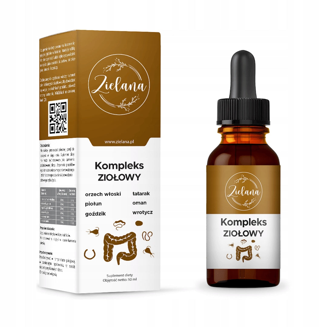 Dietary supplement Zielana herbal complex drops 50 ml wormwood nut