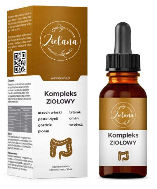 Dietary supplement Zielana herbal complex drops 50 ml wormwood nut