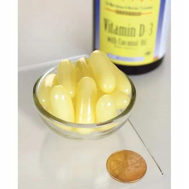 Dietary supplement capsules Swanson vitamin D3 with coconut oil 60 pcs. Brand Swanson
