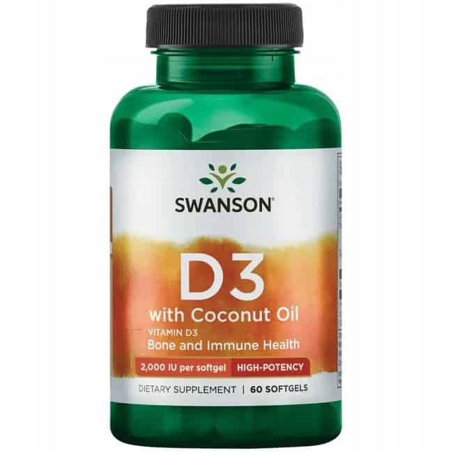 Dietary supplement capsules Swanson vitamin D3 with coconut oil 60 pcs. Expiration date not specified