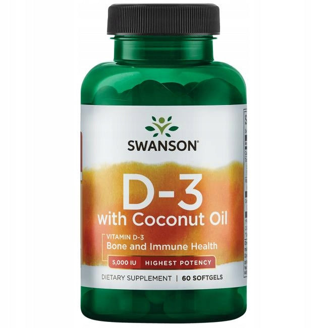Dietary supplement capsules Swanson vitamin D3 with coconut oil 60 pcs.