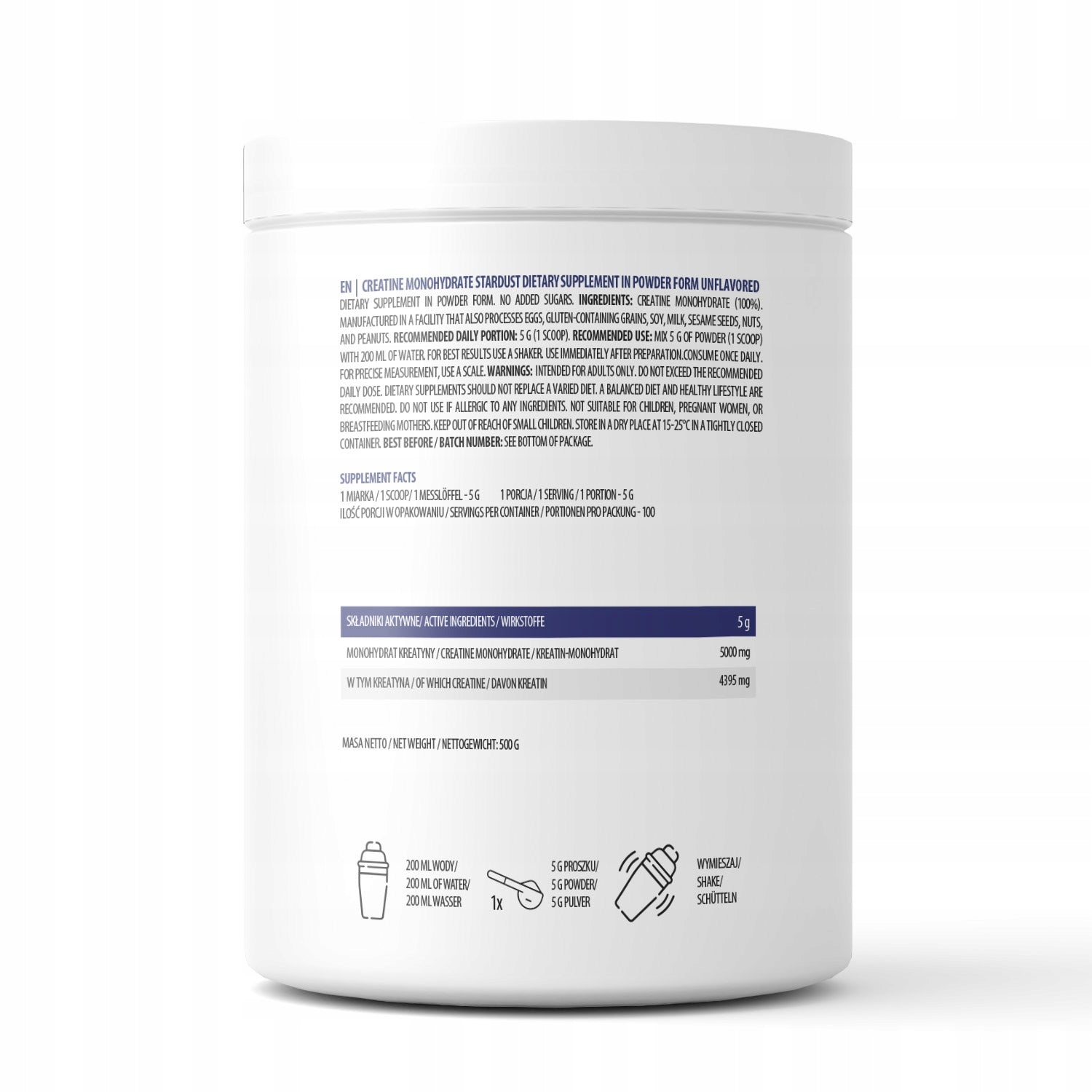 Dietary supplement nutrispace creatine Stardust 500g neutral taste Expiration date not specified