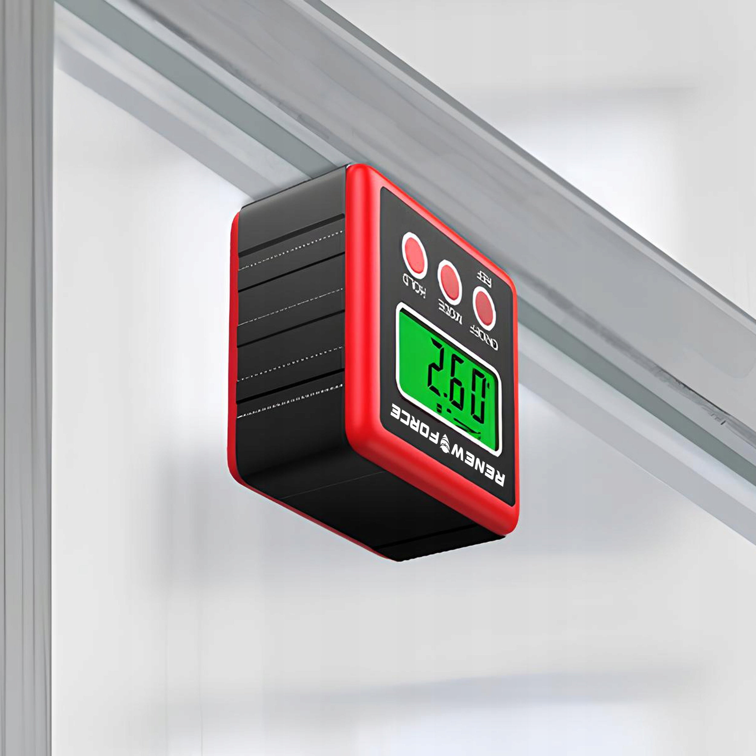 Digital Angle Meter Magnet, Protractor, Electronic Level Red Manufacturer code POMIAR KĄTA PRECYZYJNY NA BATERIE EKRAN HOLD