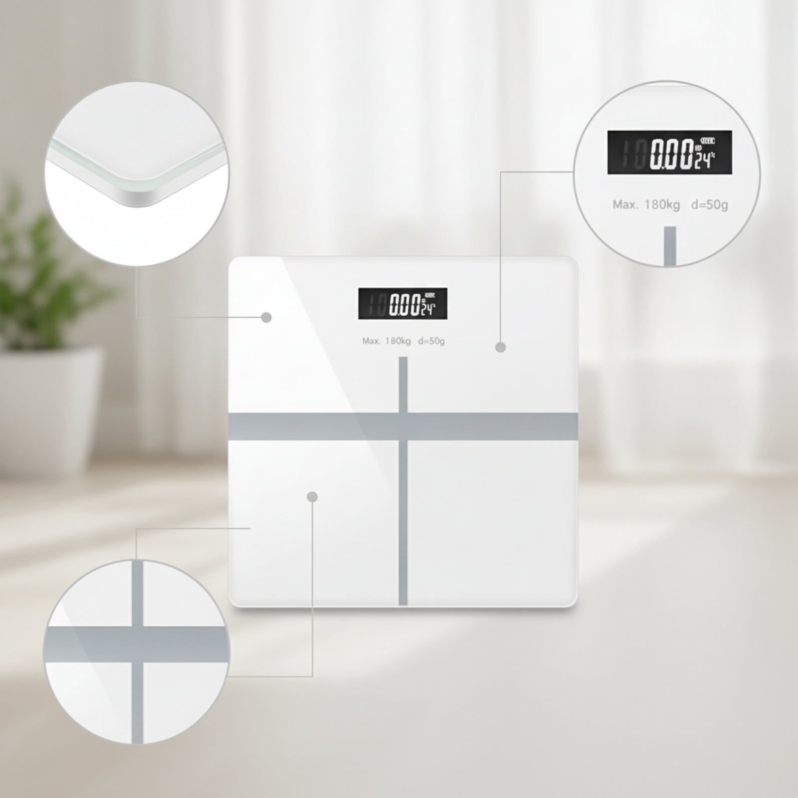 Digital Bathroom Scale Accurate Scale with Tempered Glass Platform for Home Packaging status original