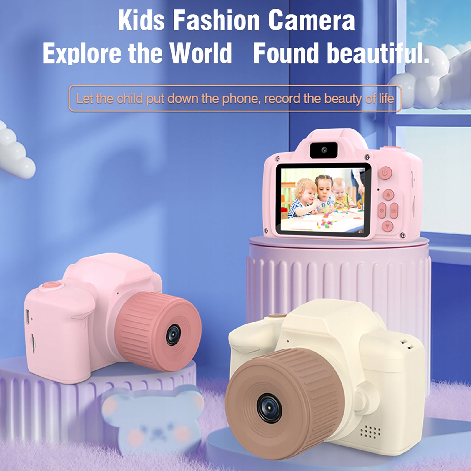 Digital Camera 1080p Kids Digital Camera Dual Lens BG