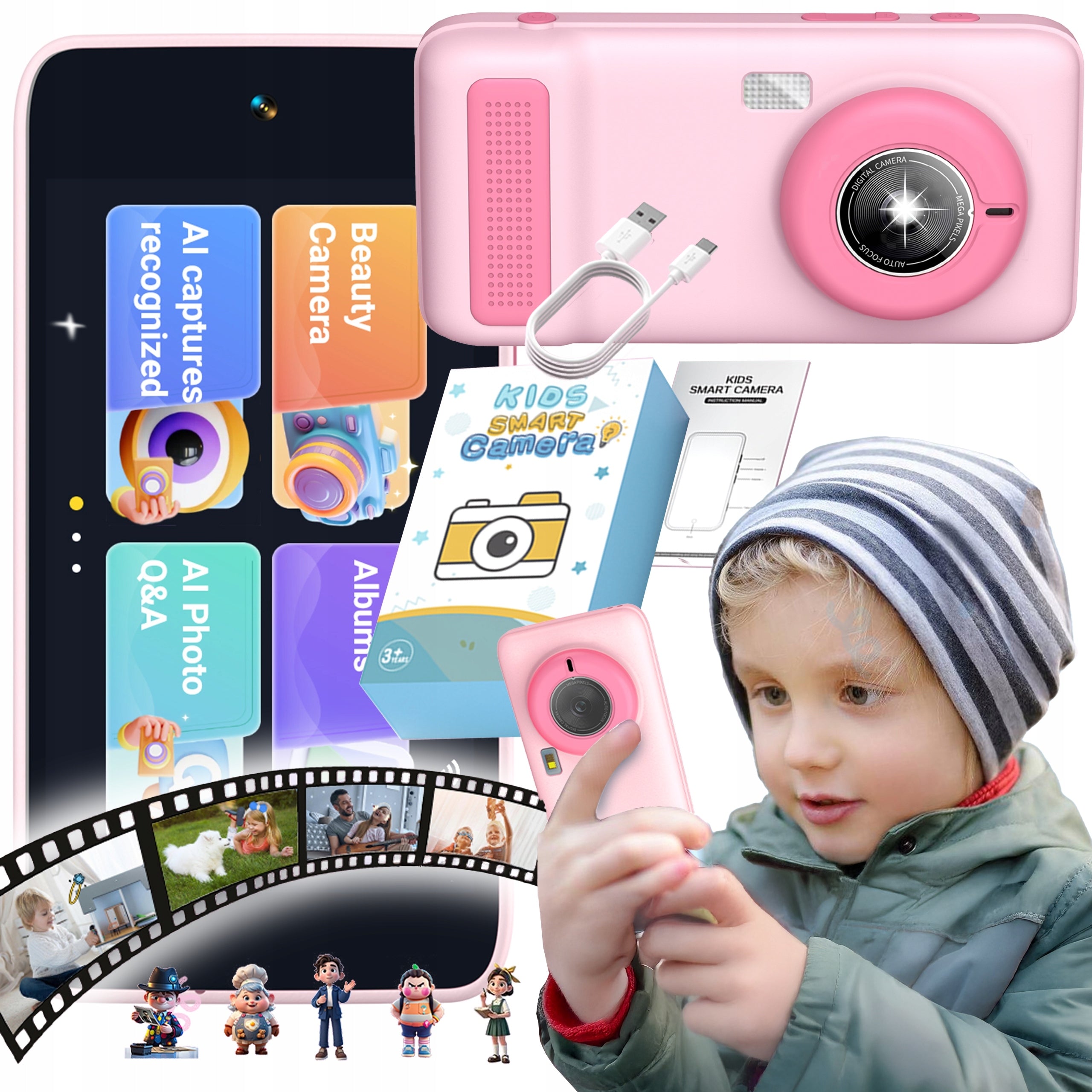 Digital Camera 5MP AI EDUCATIONAL TOUCH GIFT for Girl PINK