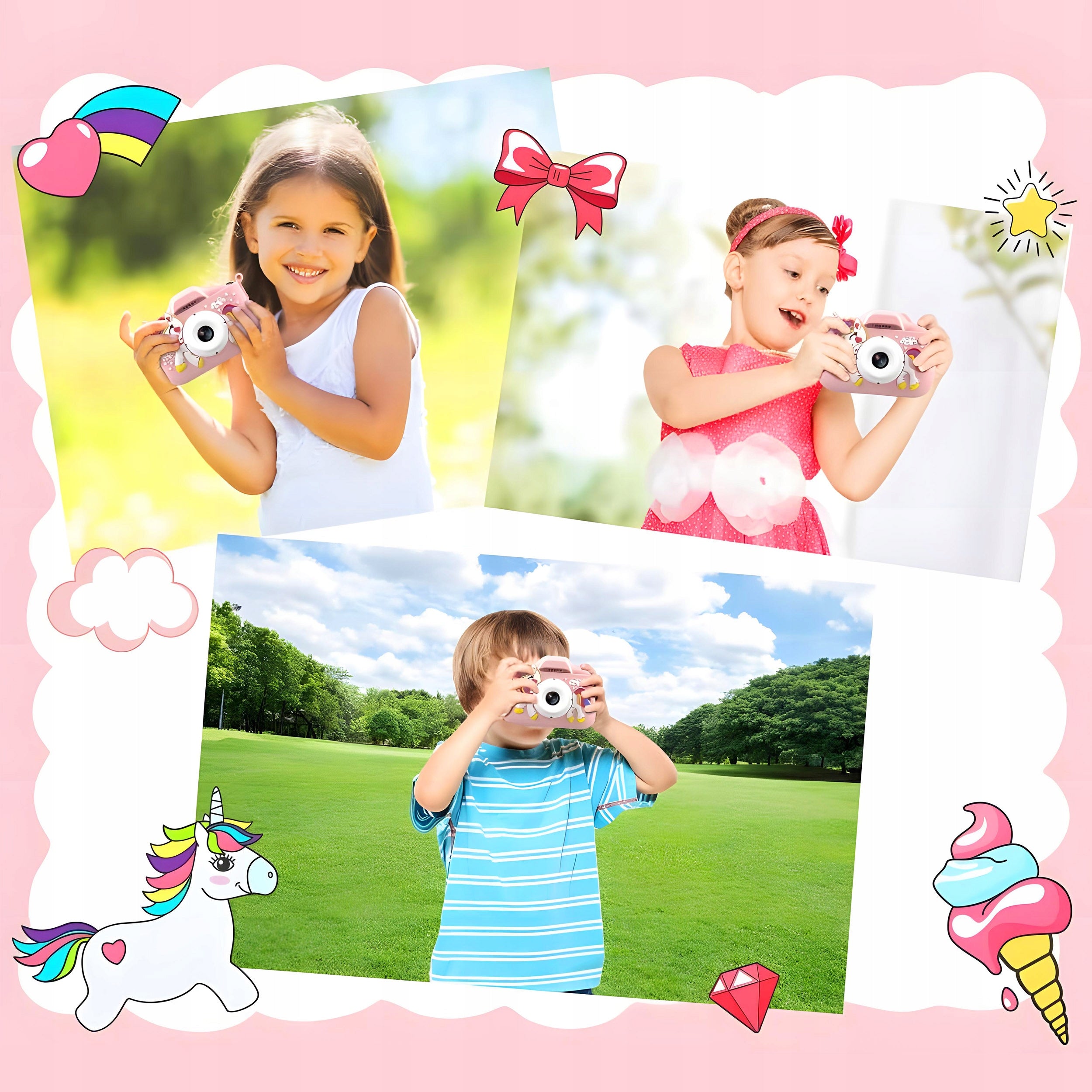 Digital Camera for Kids with 40 Mpx Unicorn Games + 32GB Card + Reader Packaging status original