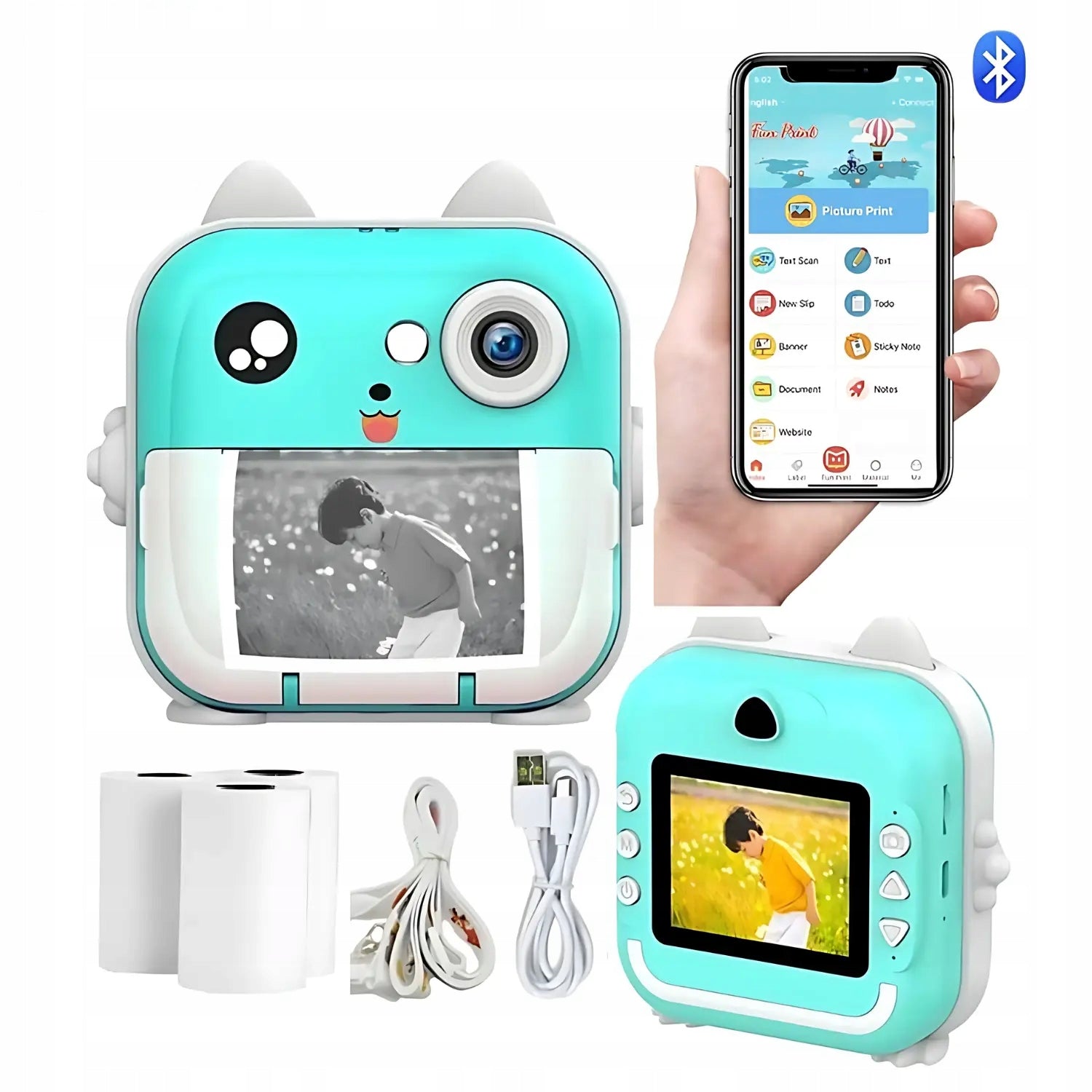 Digital Camera for Kids with Thermal Printer Blue Packaging status original