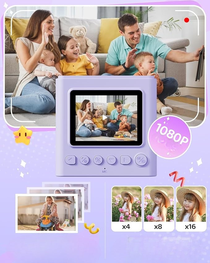 Digital Instant Camera With Kids Printer Mini Printer + Cartridges Brand no brand