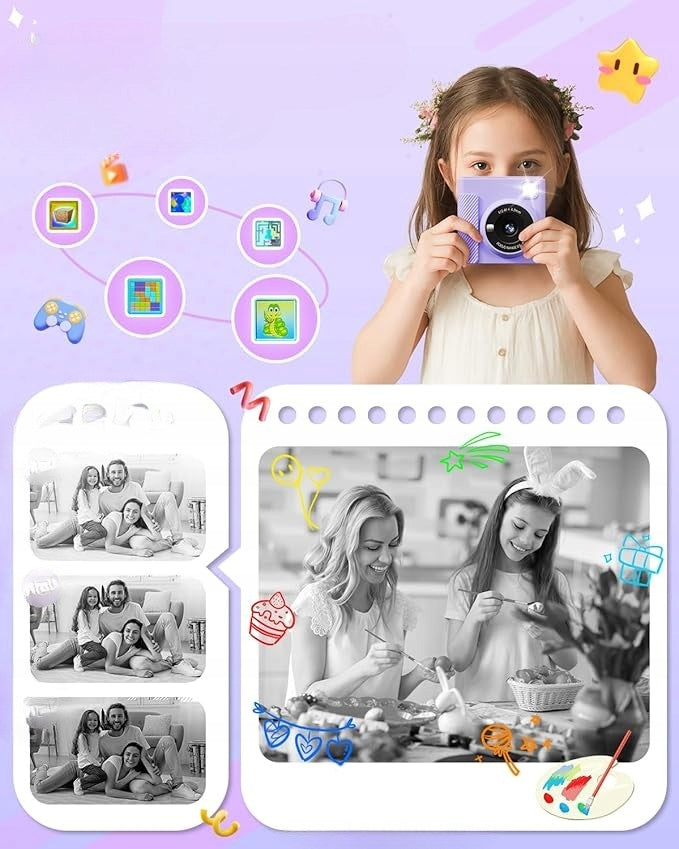 Digital Instant Camera With Kids Printer Mini Printer + Cartridges Packaging status original