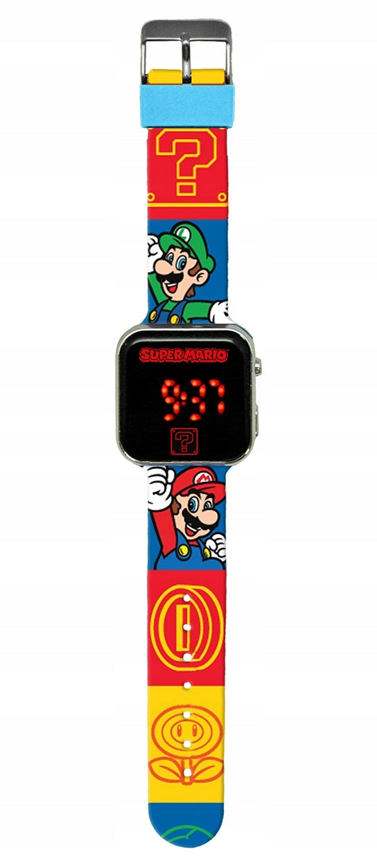 Digital LED Wrist Watch Children's Clock Kids Super Mario Packaging status original