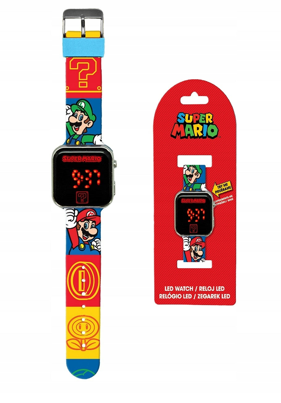 Digital LED Wrist Watch Children's Clock Kids Super Mario