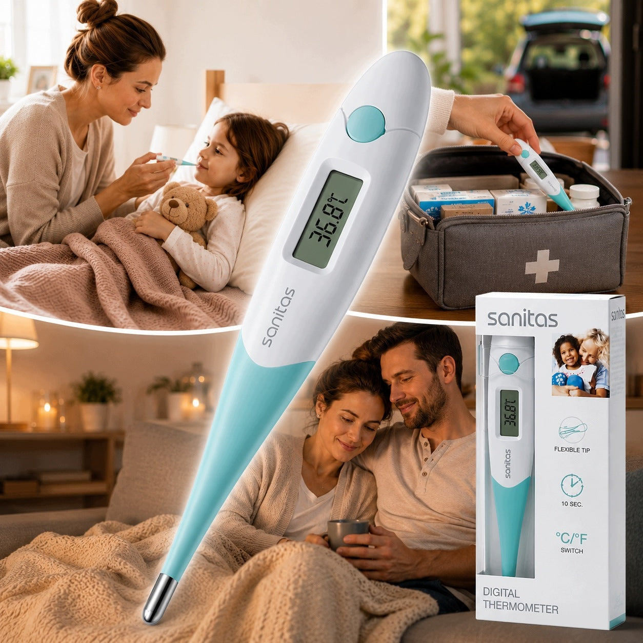 Digital Medical Thermometer Sanitas SFT 09 Flexible Fast Measurement 10s Packaging status original