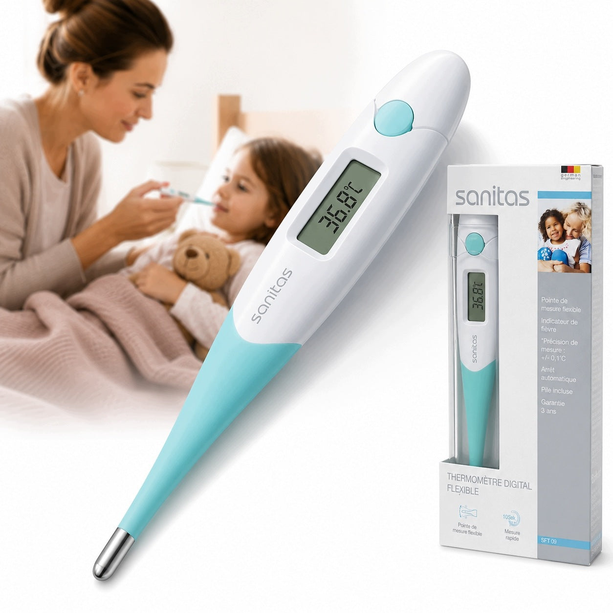 Digital Medical Thermometer Sanitas SFT 09 Flexible Fast Measurement 10s