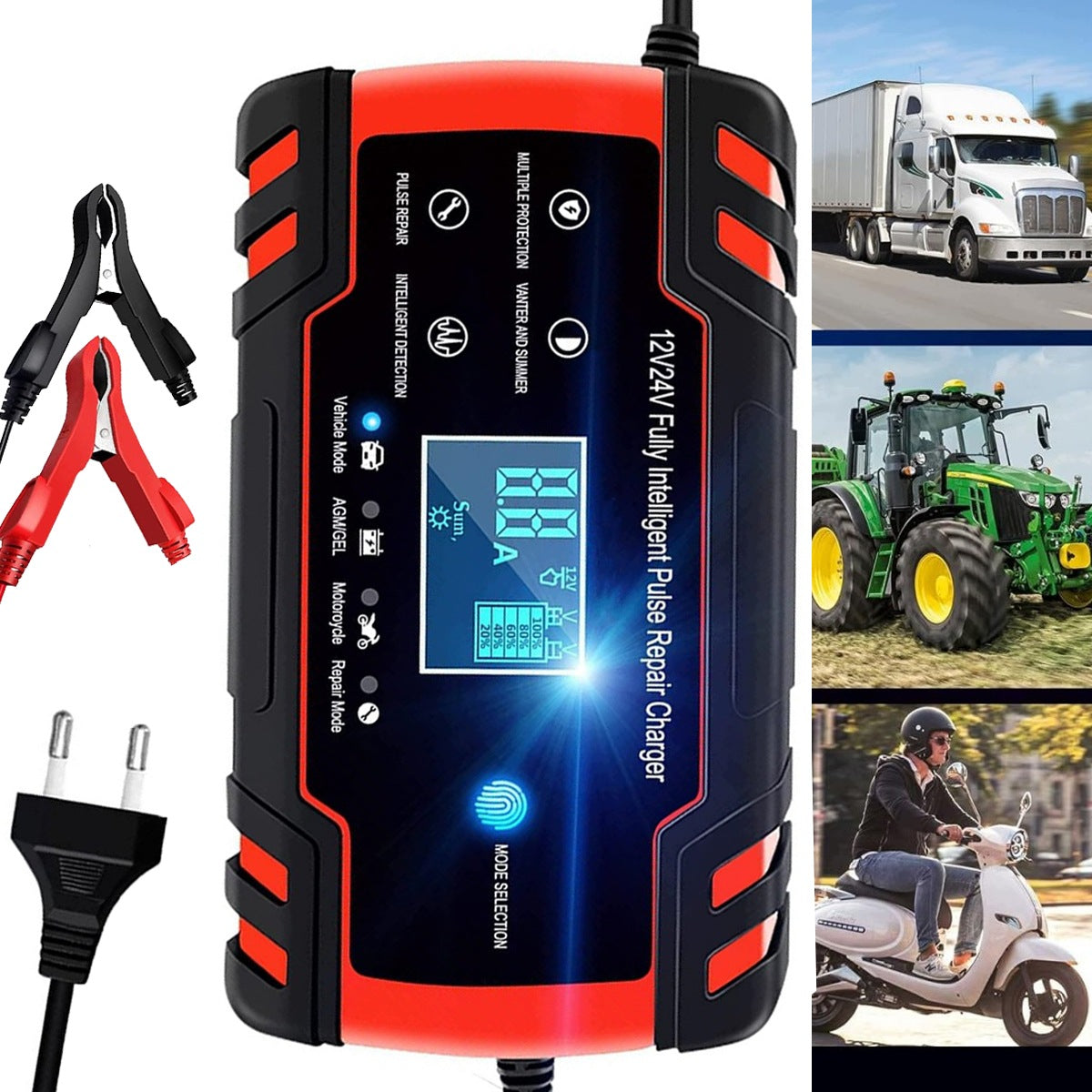 Digital Rectifier Battery Meter with Charger 8A 12V/24V with Repair Function