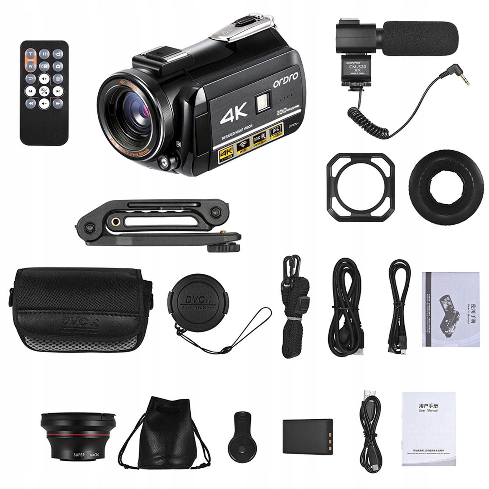 Digital Video Camera 4K Wi -Fi DV Recorder 30mp 30x Zoom IR 3,0 TS Model 1079NSRD