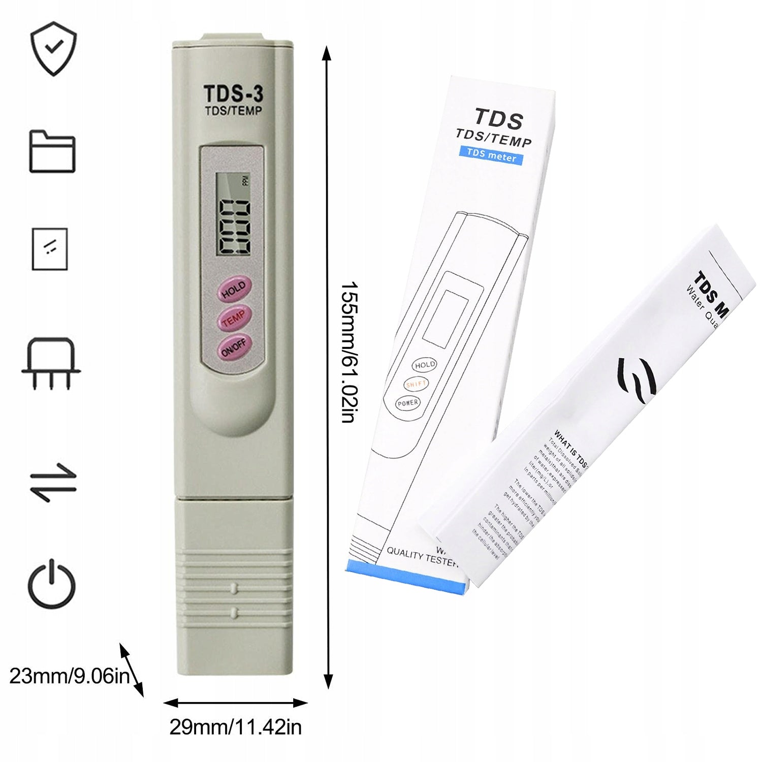 Digital Water Temperature Hardness Tester 0-9999 PPM TDS-3 Manufacturer code Tester jakości wody-DTS+Temp