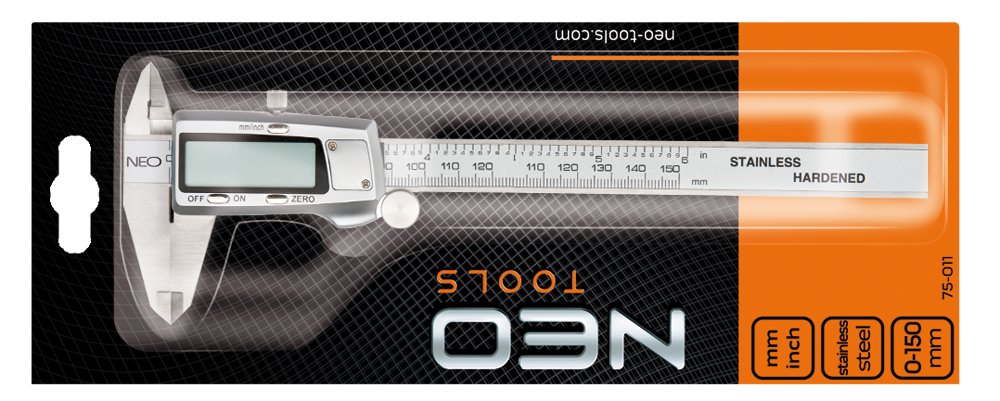 Digital caliper 150 mm, stainless steel NEO 75-011 Product weight with unit packaging 0.15 kg