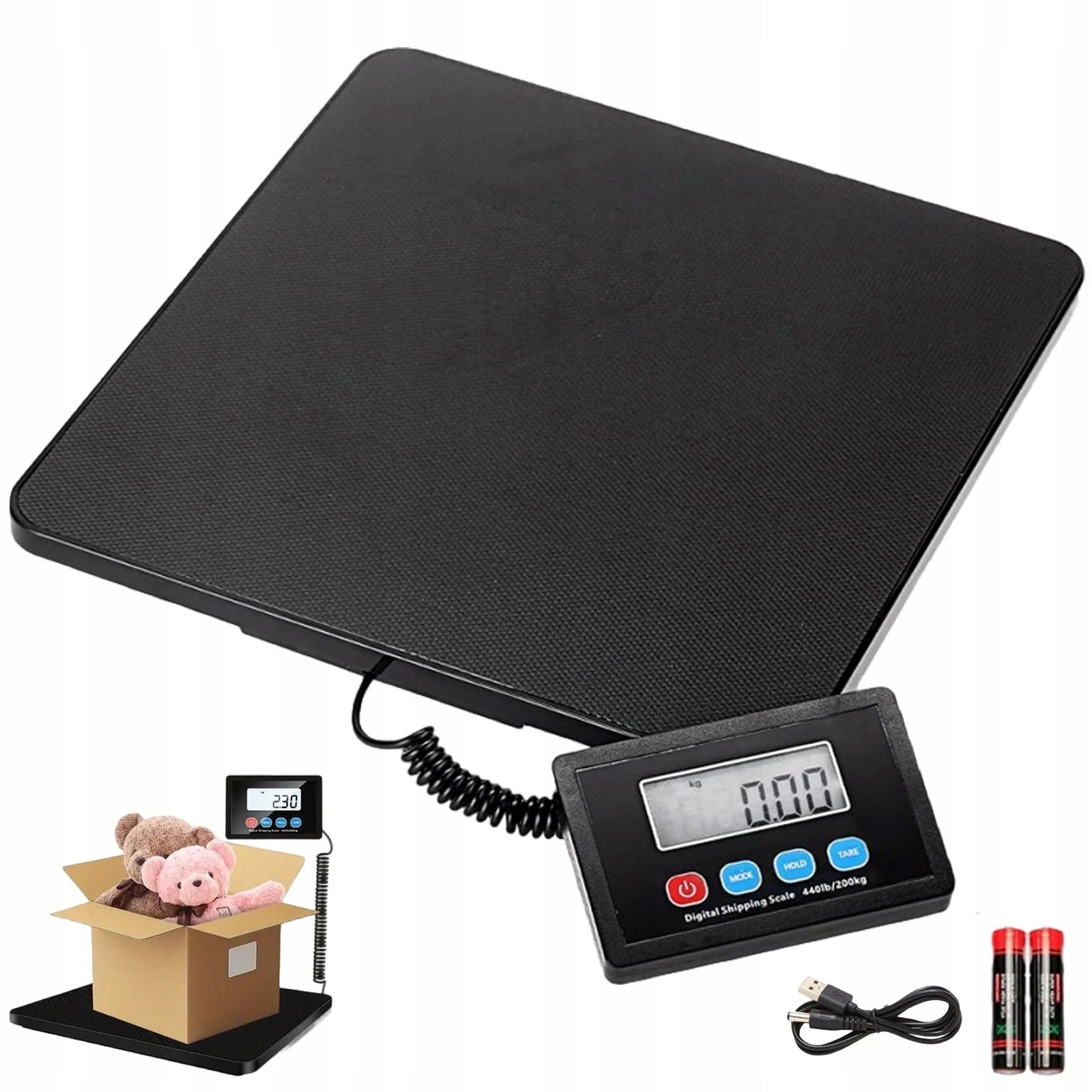 Digital mailing scale for parcel luggage 200kg tara usb batteries