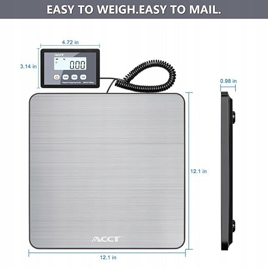 Digital scale for ACCT parcels with a lifting capacity of 180kg, large, LCD display – black Manufacturer code B0DF2CNSY5