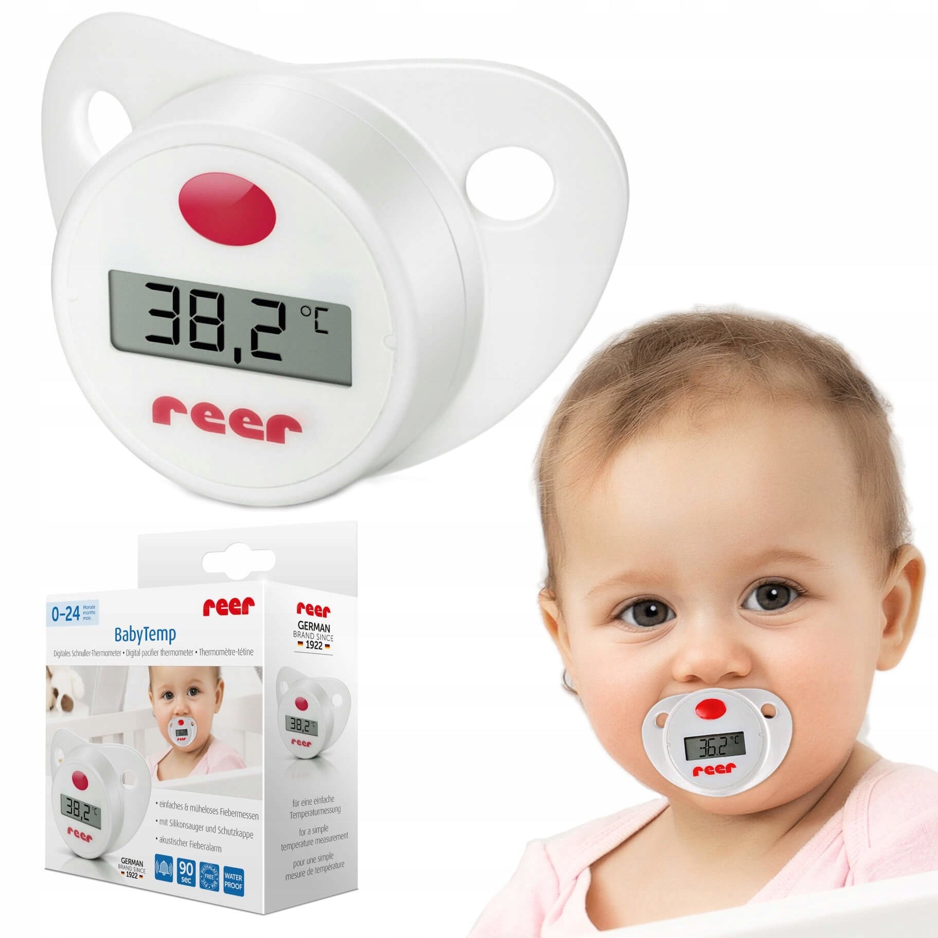 Digital thermometer pacifier for baby LCD REER