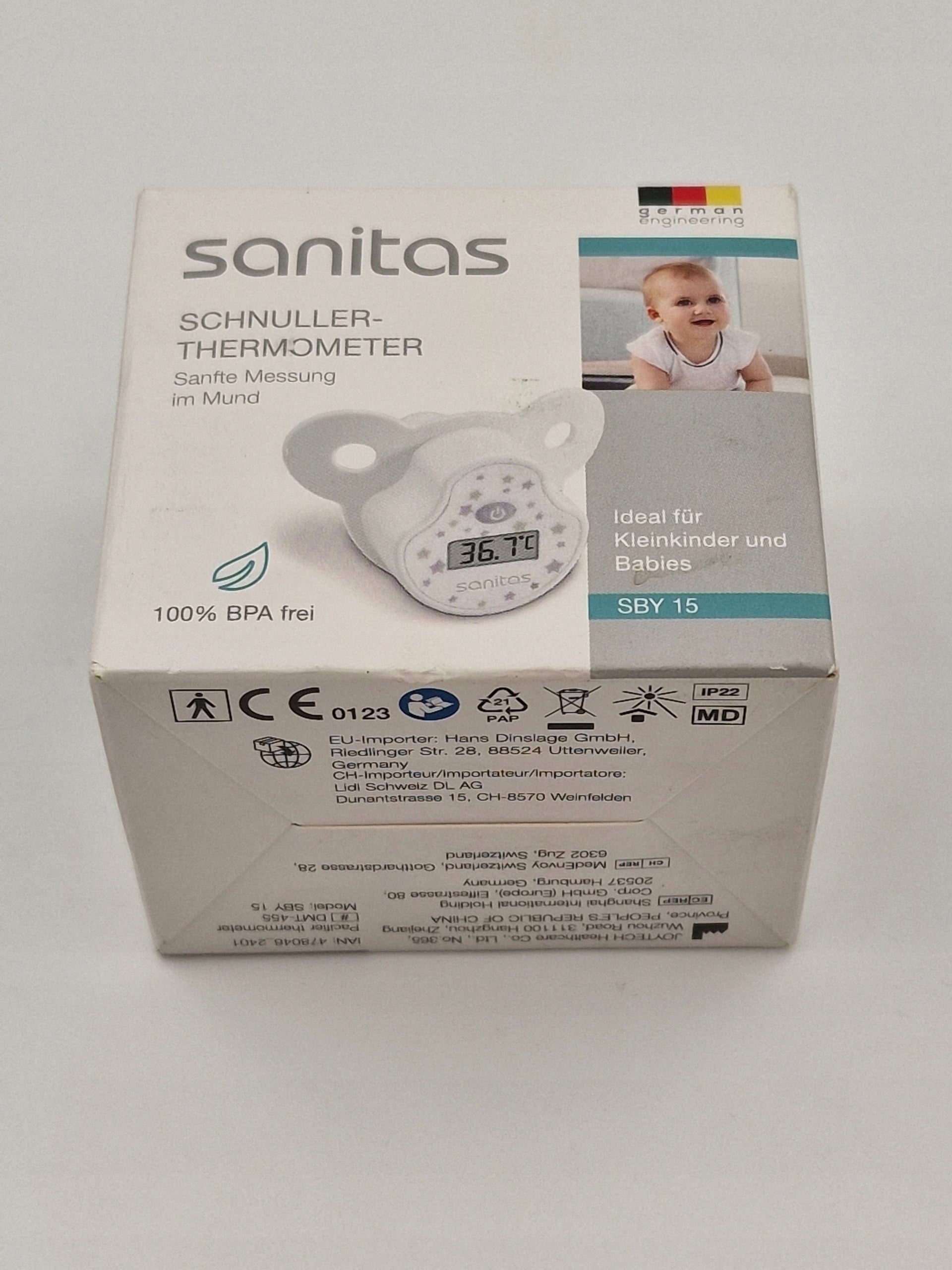 Digital thermometer with pacifier thermometer pacifier SANITAS Manufacturer of a medical device brak informacji
