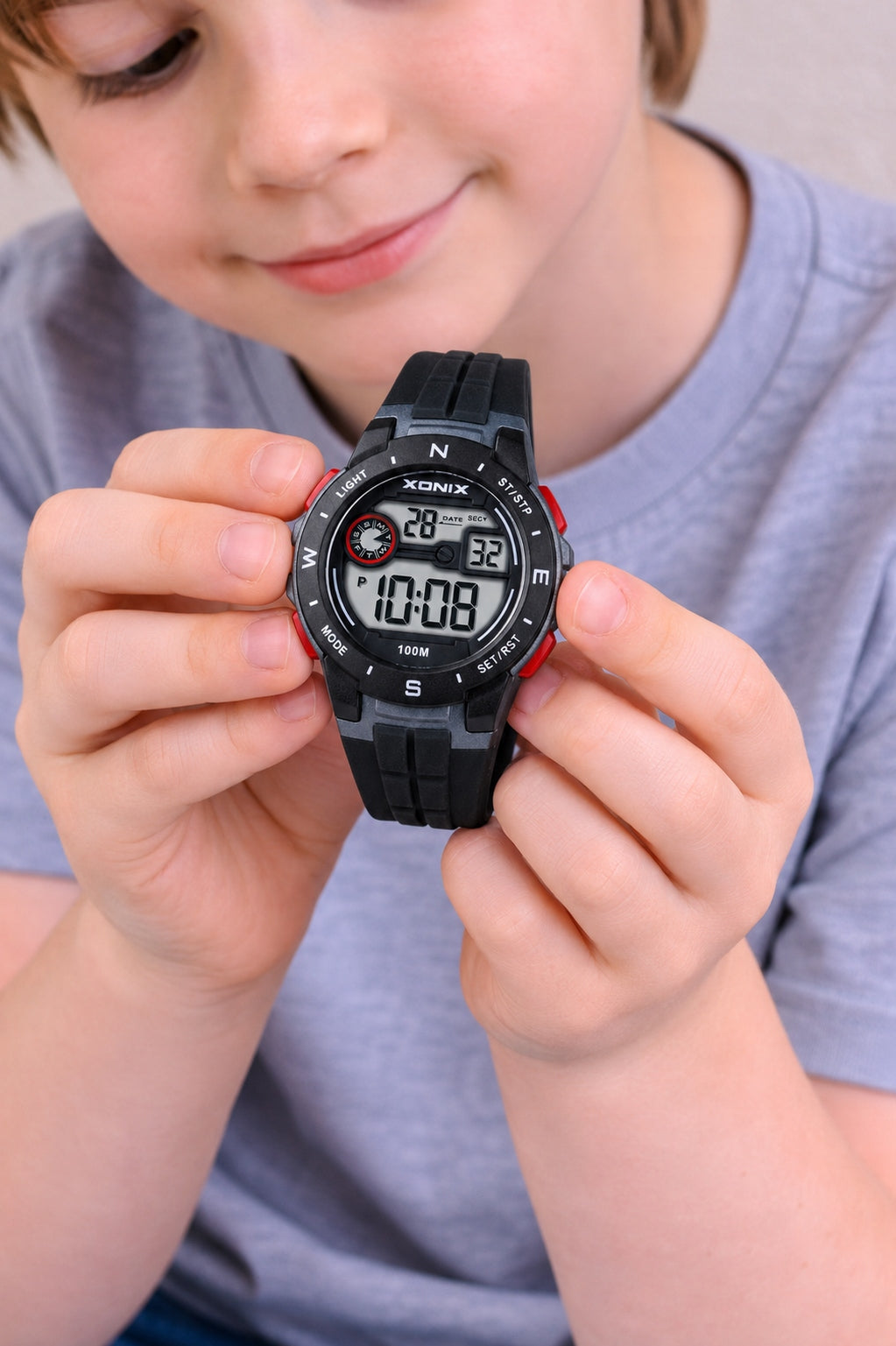 Digital watch XONIX black 10ATM EL alarms timer chronograph sport 12/24 h Brand Xonix