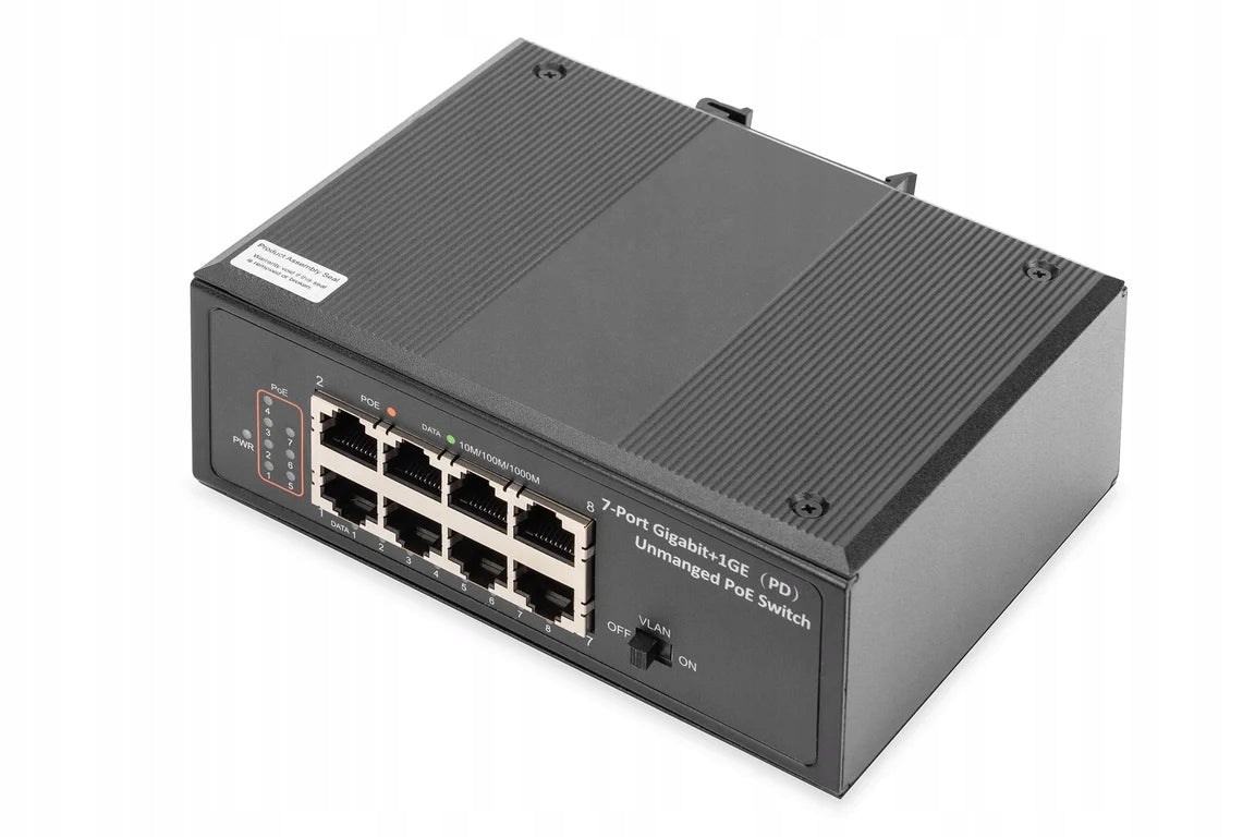 Digitus 7-Port Gigabit Ethernet PoE Network Switch, Industrial...