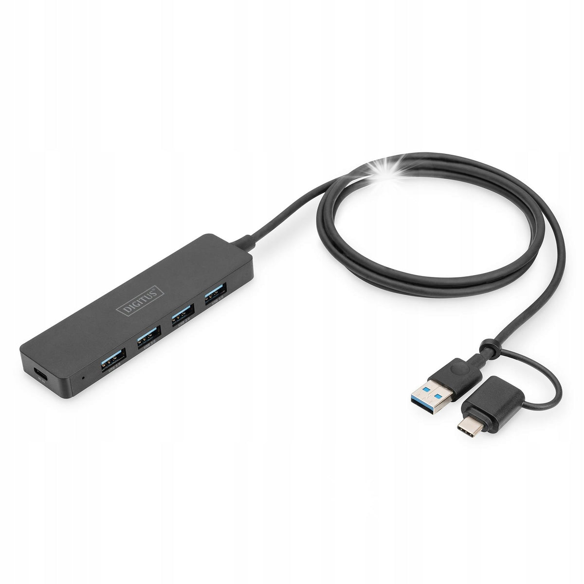 Digitus USB 3.0 4x USB-A 5Gbps Hub with USB-C 1,2m Adapter