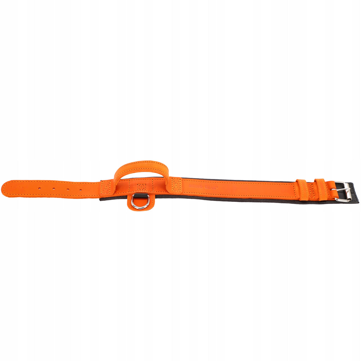 Dingo Gear LEATHER COLLAR WITH HANDLE DRAGO 40-48cm ORANGE