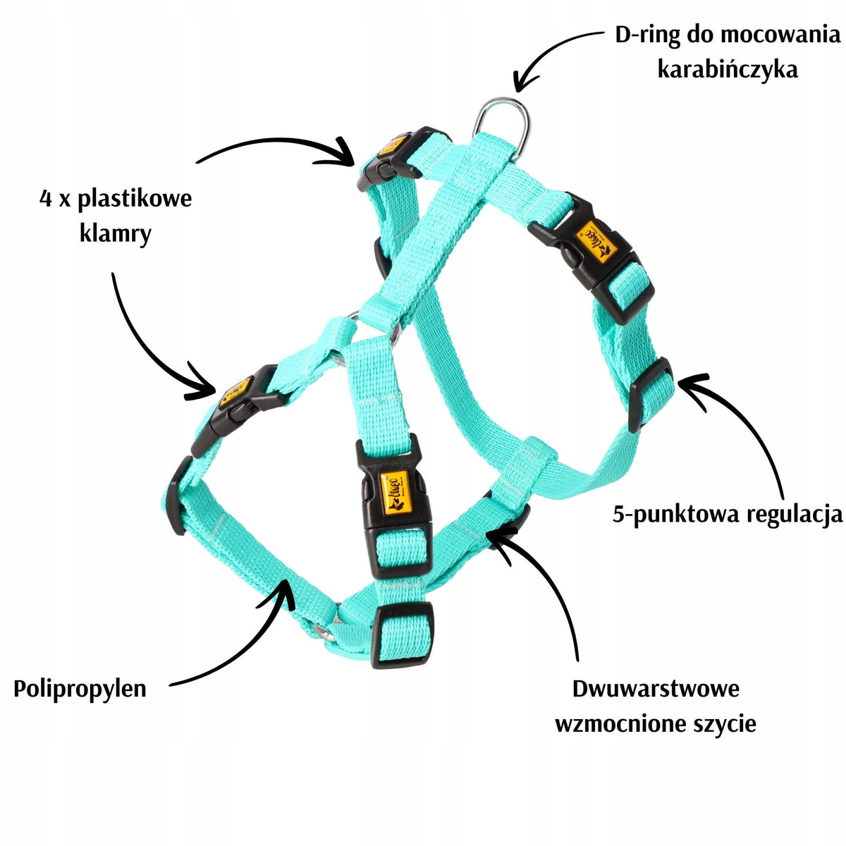 Dingo Guard Energy Harness with four buckles M green Manufacturer code 96138