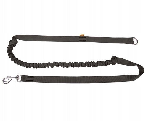 Dingo Running leash - tape with shock absorber 170cm with handle black