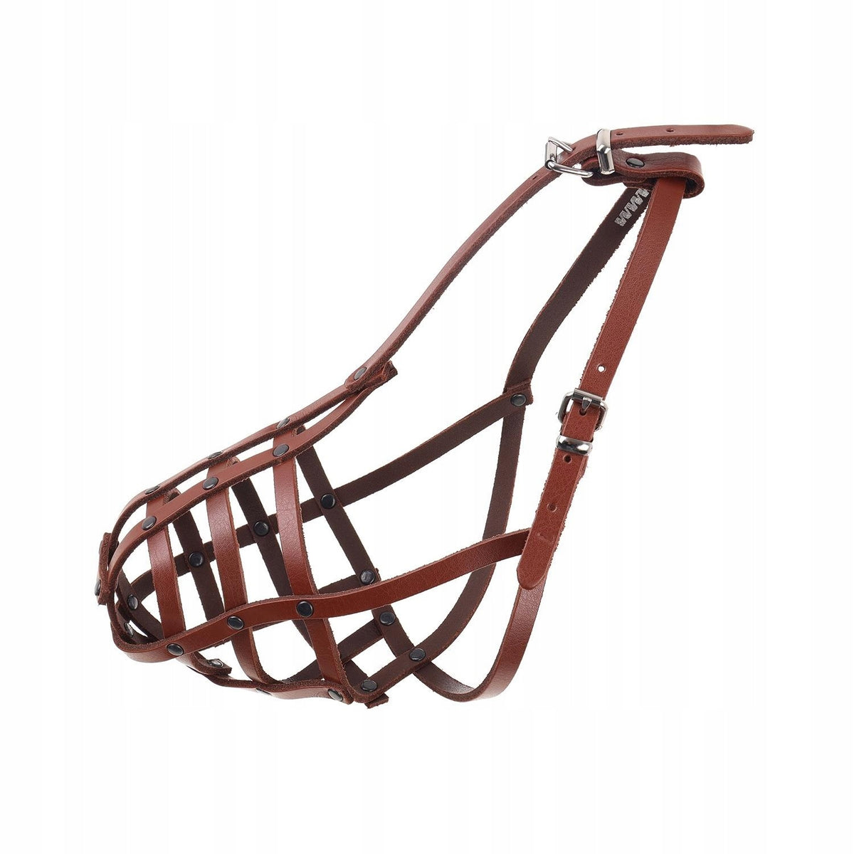 Dino Leather muzzle Riveted for dog No. 7 Foksterier brown