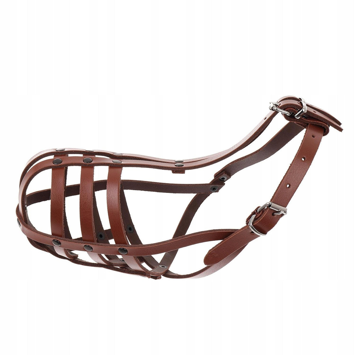 Dino Riveted Leather muzzle for dog No. 23 Stafford small brown
