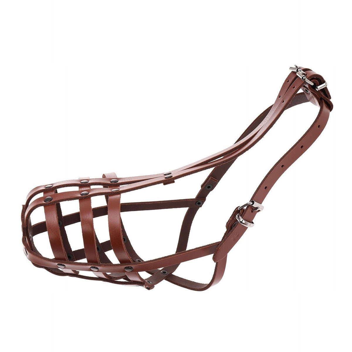 Dino Riveted Leather muzzle for dog No. 24 Stafford large brown